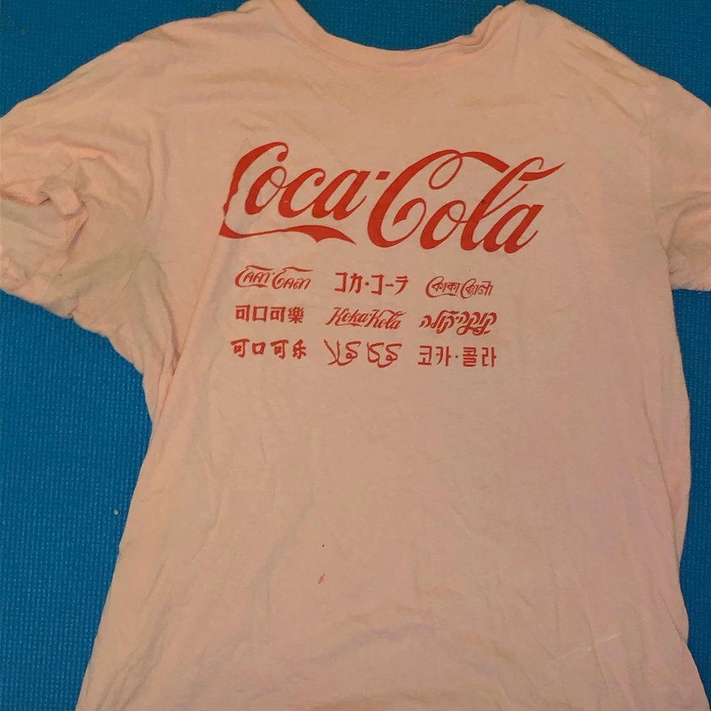 Pale pastel pink coca cola logo T-shirt